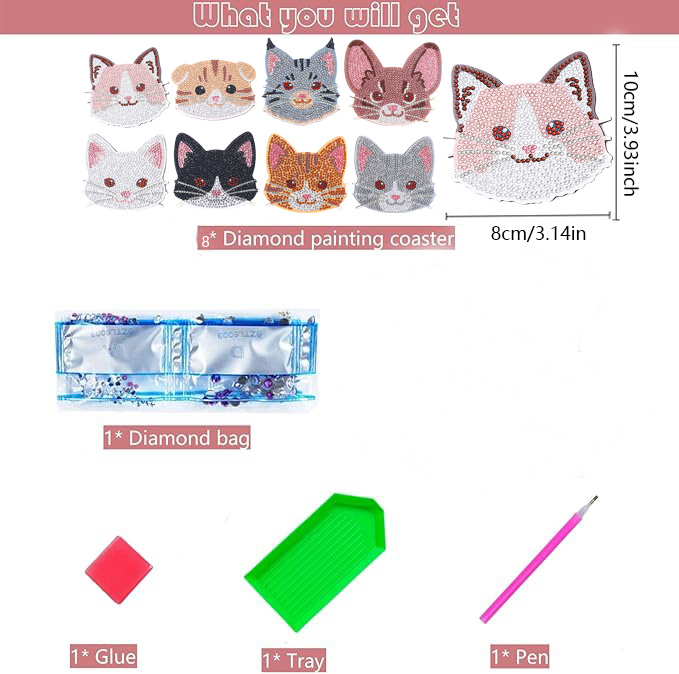 Set di 8 Pezzi per Pittura Dia - Art Craft Cat recensione e prezzo