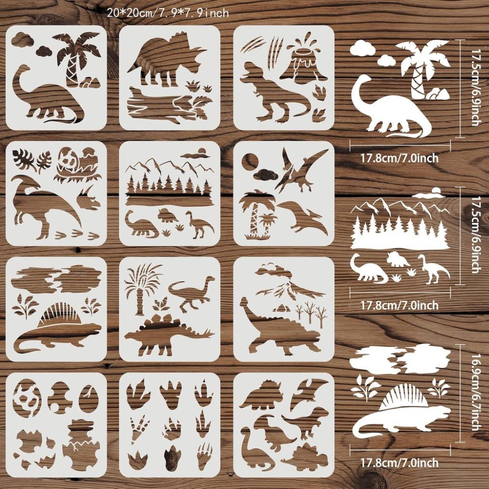 12 Stencil di Dinosauri 7,9x7, - Dinosaur And Craft recensione e prezzo